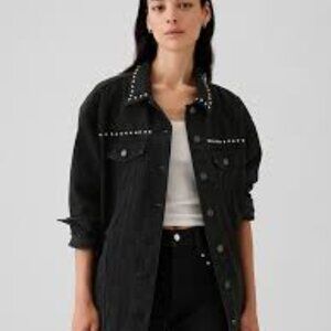 Gap Studded Oversized Icon Denim Jacket black size XS